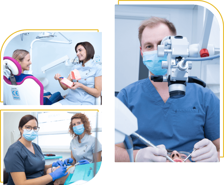 Dentysta z Poznania Krzysztof Czarnecki patrzy przez mikroskop Karl Kaps podczas zabiegu leczenia kanałowego. Chirurg stomatologiczny Monika Wójcik podczas zabiegu usunięcia zatrzymanej ósemki.